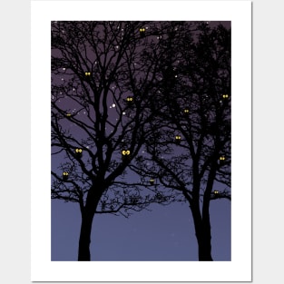 Owls at Night Posters and Art